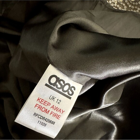 Asos Satin Sequin Netting Bustier Dress Gray Silver UK 12 US 8 bv - Picture 10 of 11